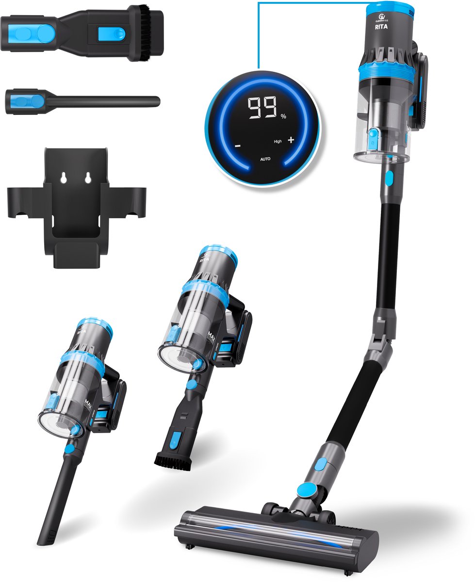 CleanWise Rita Flex - Draadloze steelstofzuiger met gebogen