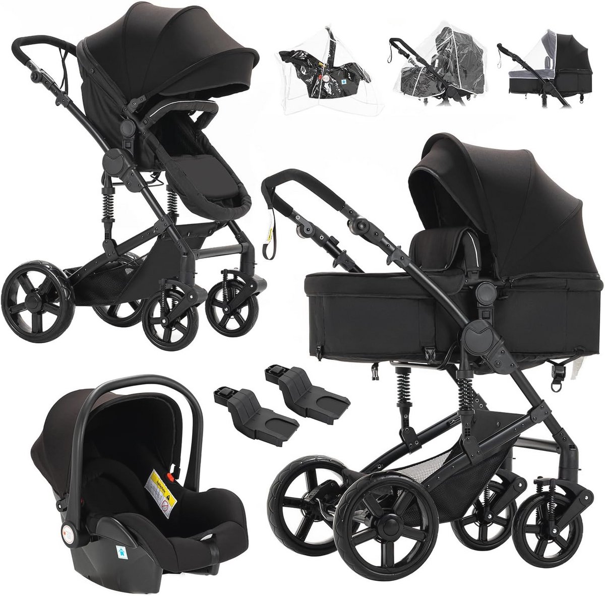 Image of 3-in-1 Kinderwagen voor Pasgeborenen met Omkeerbare Modi en Opvouwbaar Ontwerp