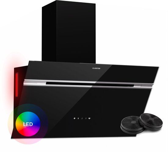 Klarstein Alina Afzuigkap - 70cm Afzuigkap, 600 m³/h Luchtstroom, A-Energie-efficiëntie, Touch Control, LED-verlichting, Stil 68 dB, Afvoer & Recirculatie, Zwart
