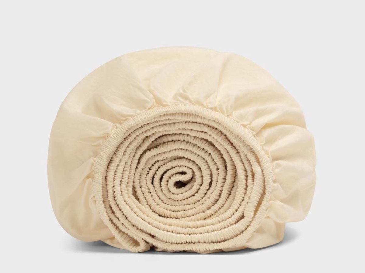 Yumeko hoeslaken percal katoen lichtgeel 180x210x30