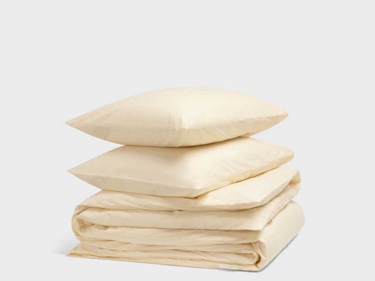 Yumeko dekbedovertrek percal katoen lichtgeel 240x220 + 2/60x70 - Bio, eco & fairtrade