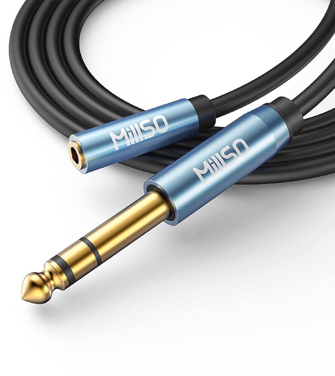Audio-adapter 6,35 mm jack naar 3,5 mm jack voor hoofdtelefoon en luidspreker - 5 m