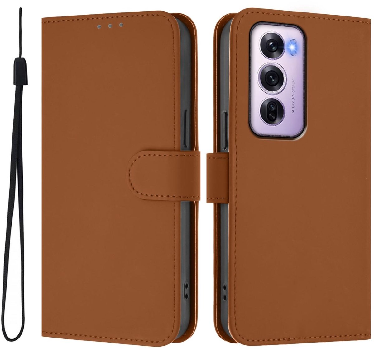 Mobigear Telefoonhoesje geschikt voor OPPO Reno 12 Pro Hoesje | Mobigear Urban Wallet Bookcase Portemonnee | Pasjeshouder voor 3 Pasjes | Telefoonhoesje voor Pinpas / OV Kaart / Rijbewijs - Bruin