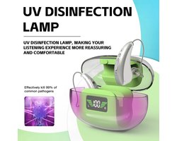 Pro Care Excellent Quality® 2x DSP Intelligent digitaal Gehoorapparaat Oplaadbaar - Auto UV Cleaning! - Gehoorversterker - Noise Reduction - Easy Click - Geluid Reductie - Oplaadbare LED Li/Re Box - Kleur Grijs Wit