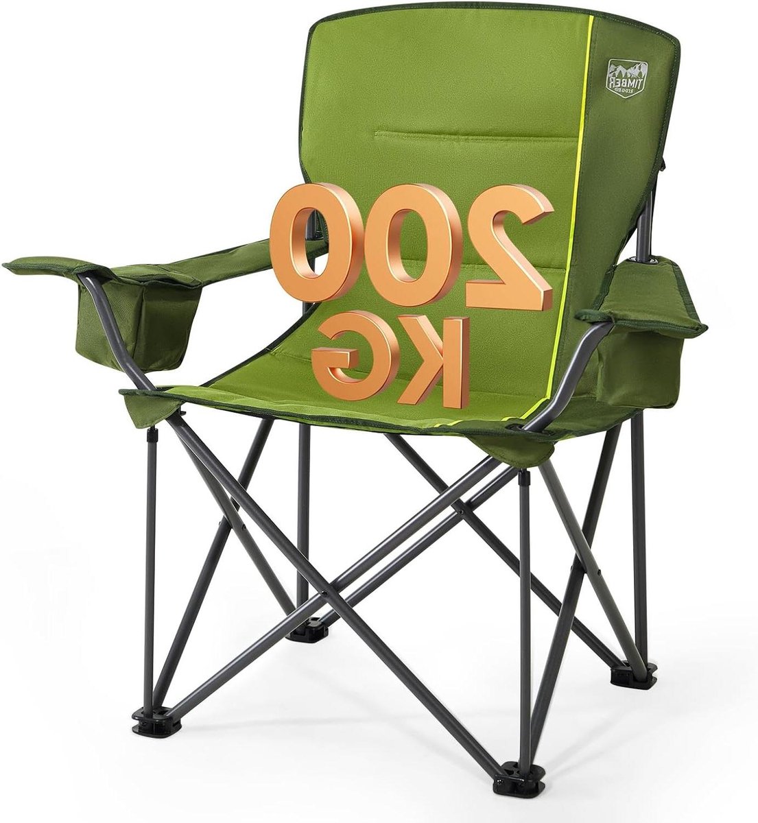 Inklapbare Campingstoel 200 kg - Zeer Groot en Comfortabel - Kussen voor Tuin, Balkon, Strand - Visstoel
