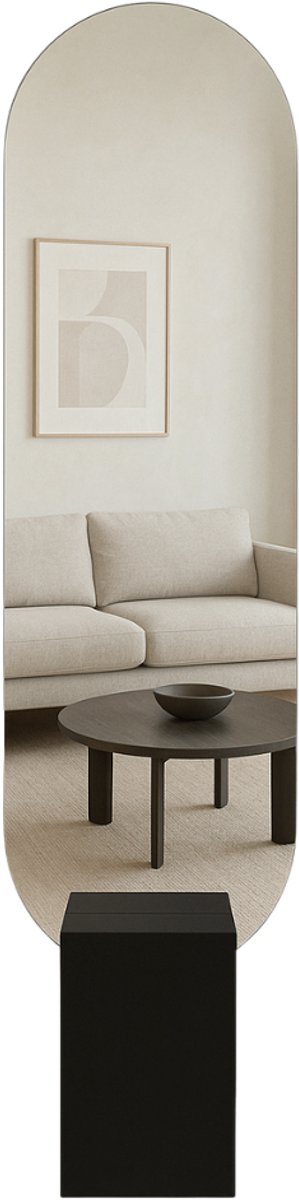 MIRRORS AND MORE MISOU - Wandspiegel - Passpiegel - Staande - Ronde Spiegel - Organische vorm - Ovaal - Modern - Hout - MDF - 180x45cm - MATHILDA
