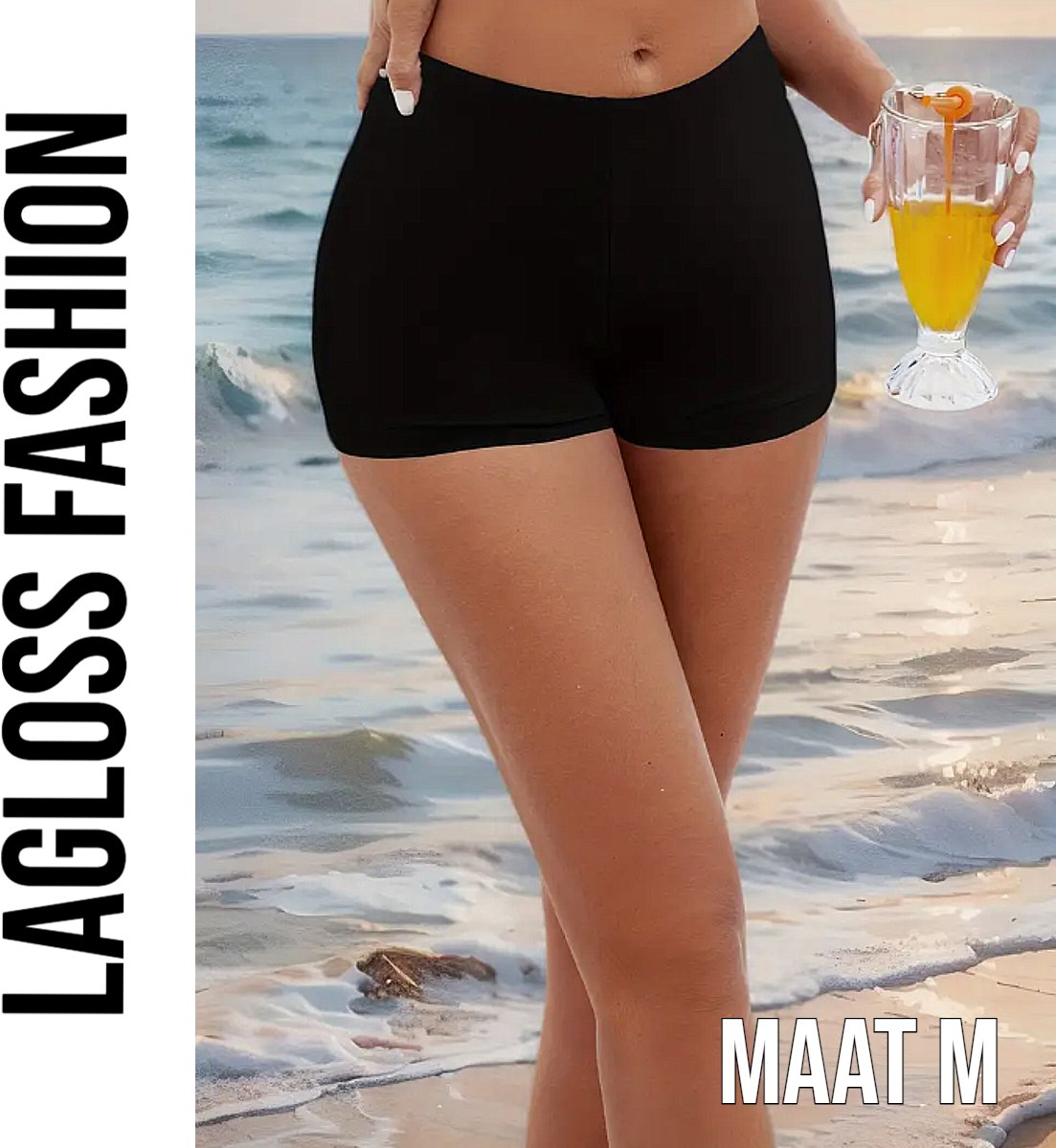 LaGloss® Afslankende Dames Zwembroek Zwart - Hoog Taille Badmode Short
