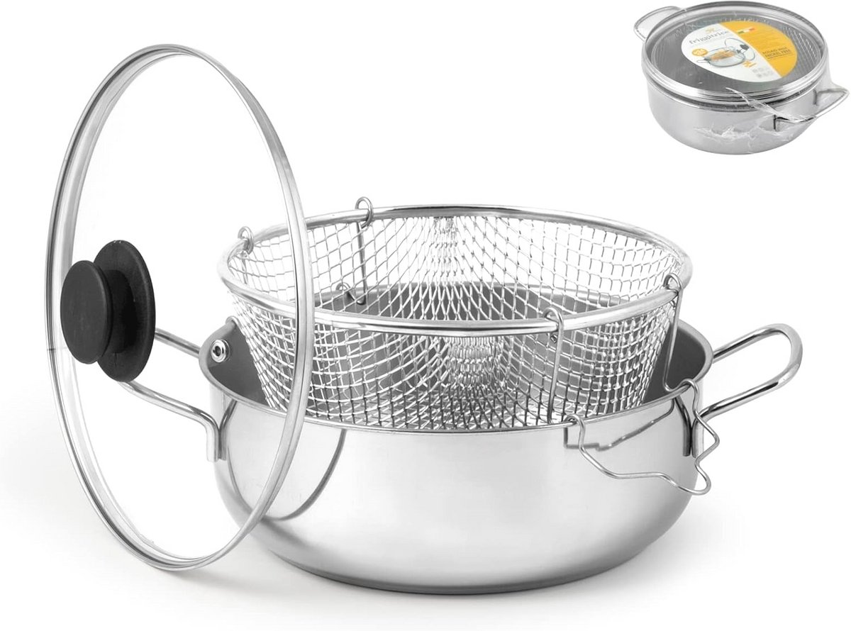 Roestvrijstalen Friteuse met Deksel - 24 cm