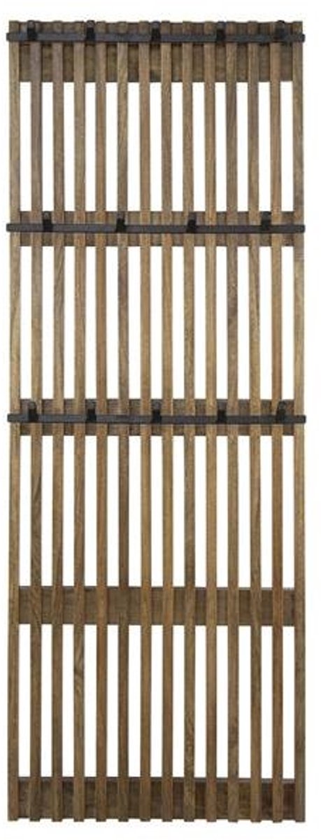 Luxe Kapstok Hangend 14 Haken - Wandkapstok Muur - Kapstokhaak 14x - Kapstokken Industrieel Staand - Wandkapstok met Hoedenplank Hout & Zwart Metaal Landelijk - Wandkapstok met Plank Wandrek (60 cm x 10 cm x 161 cm)