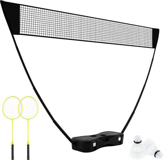 COSTWAY Badminton netstandaard, draagbaar shuttlespel met rackets, 2 ...