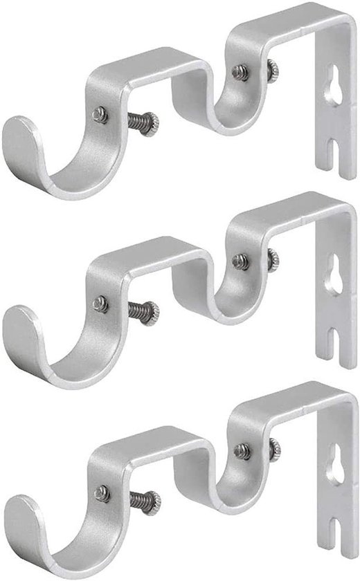 AddGrace 6 STKS Dubbele Gordijnbeugels Heavy Duty voor 1 en 5/8 Staaf Wandgemonteerde Houders voor Woonkamer Slaapkamer Zwart
