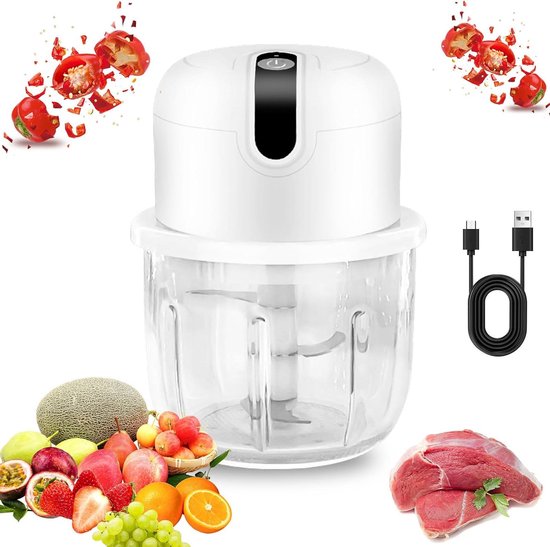 Mini Hakmolen – Mini Blender – Hakmolen Elektrisch – Chopper – Mini Chopper – Mini Foodprocessor – Snijder – Hakker – Uiensnijder – Uienhakker – 250 Ml – Roze