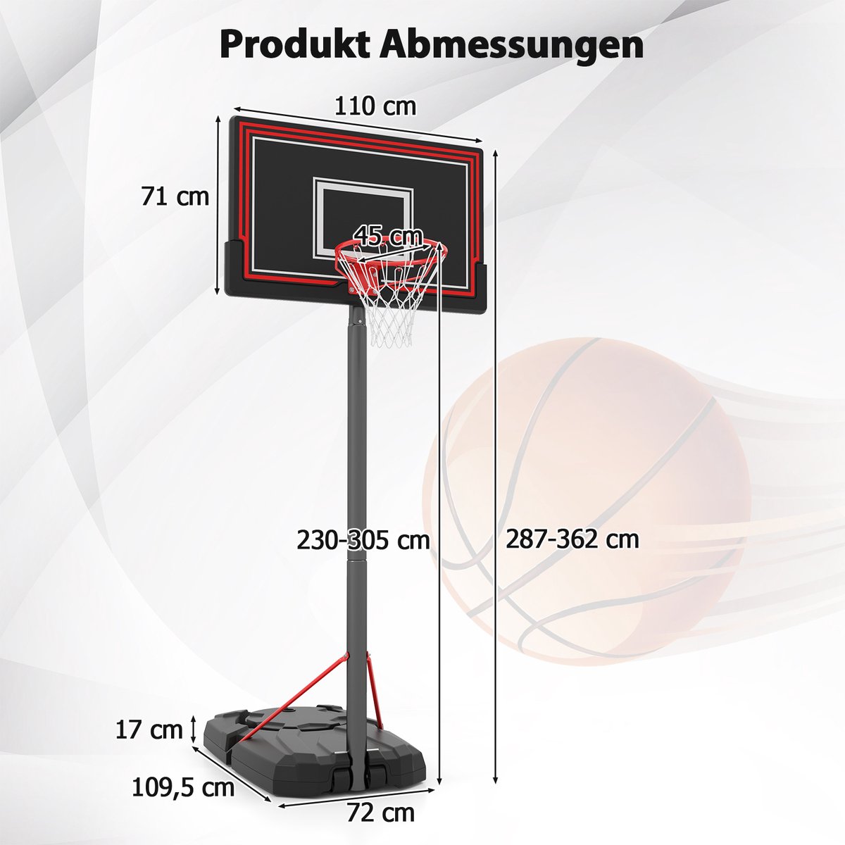 Basketbalkorf voor buiten, verstelbare mandhoogte van 154 tot 210 cm, basketbalstandaard met twee zware netten, voor kinderen, jongeren en volwassenen in de achtertuin, oprit, binnenshuis (wit-medium