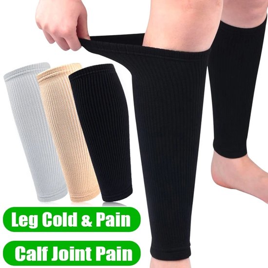 Drie paar compressiekousen in grijs, beige en zwart, getoond met een witte achtergrond.