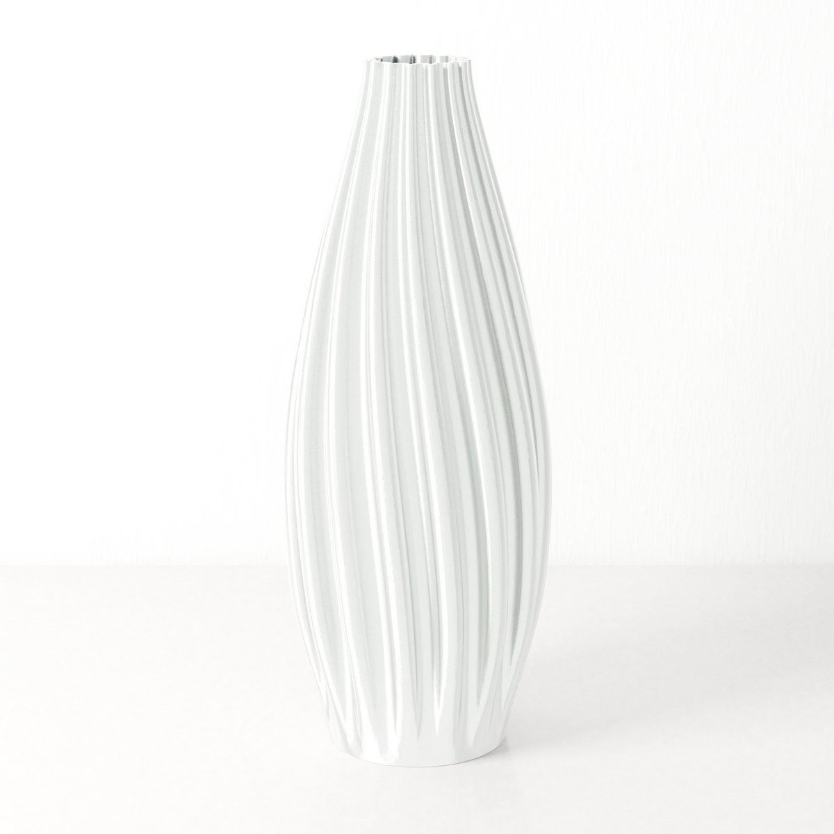 Fleuriek Vaas Glanzend Wit - H40 cm - Luxe vaas voor zijden bloemen - Woonaccessoire van gerecycled plastic - Elegante kleurrijke vaas