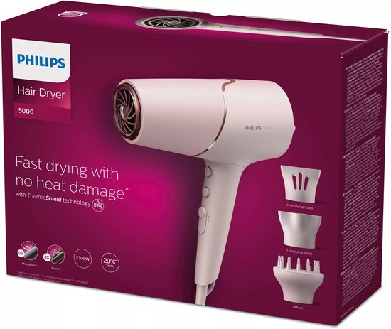 Philips Series 5000 - Föhn met diffuser – Thermoshield-technologie - Snel drogen - BHD530/20