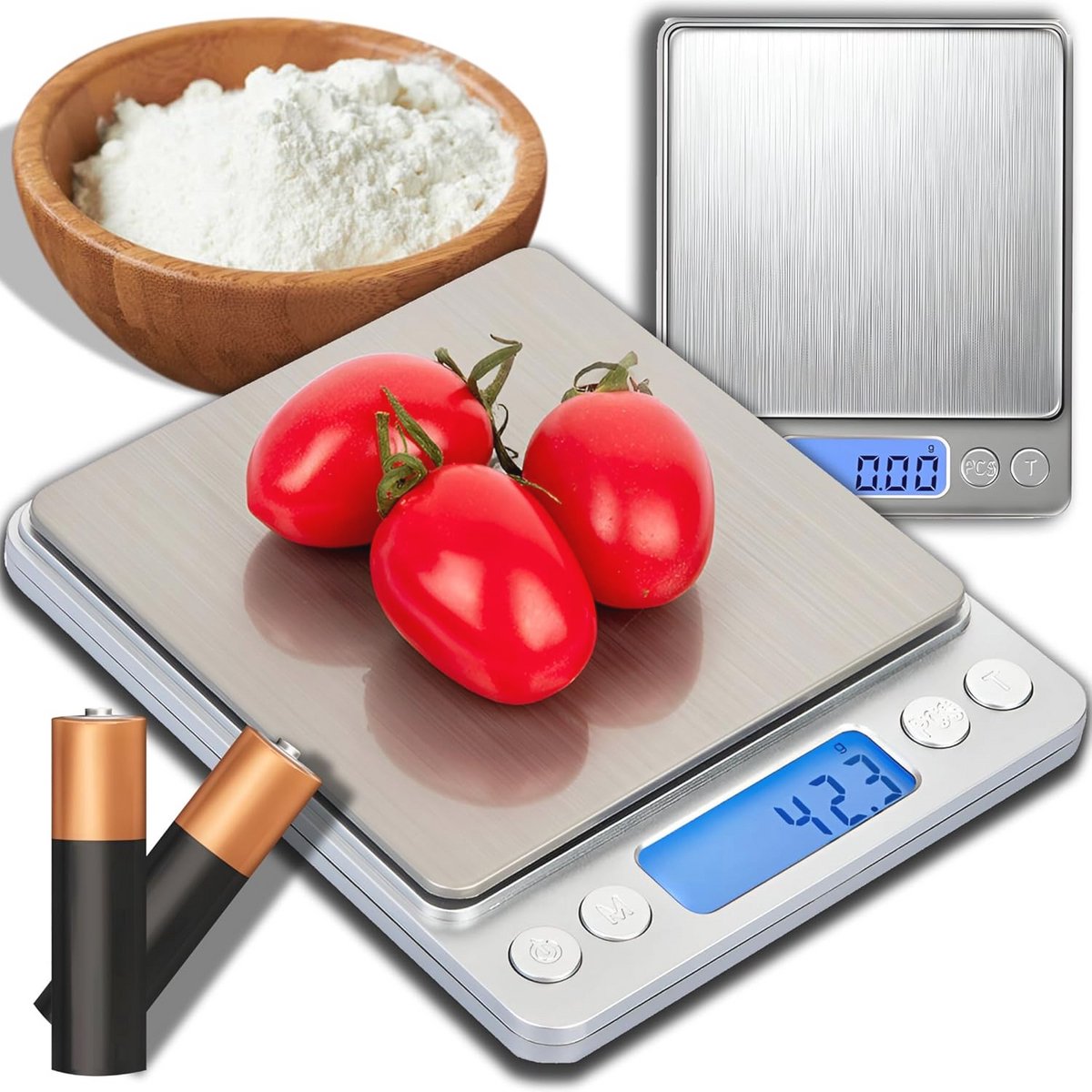 Digitale zakweegschaal tot 200 g met tarra-functie en LCD-display – Nauwkeurige weegschaal voor juweliers, laboratoria en levensmiddelen