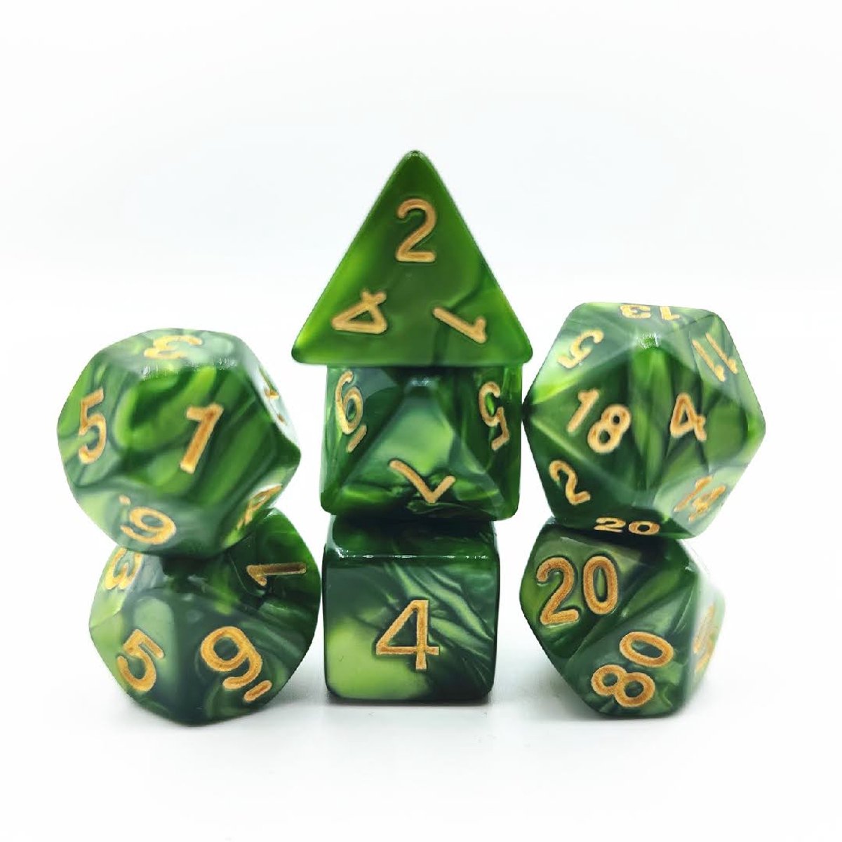 Lapi Toys - Dnd dice - Dobbelstenen dungeons dragons - Polydice - Incl. dice bag - Acryl - Groen