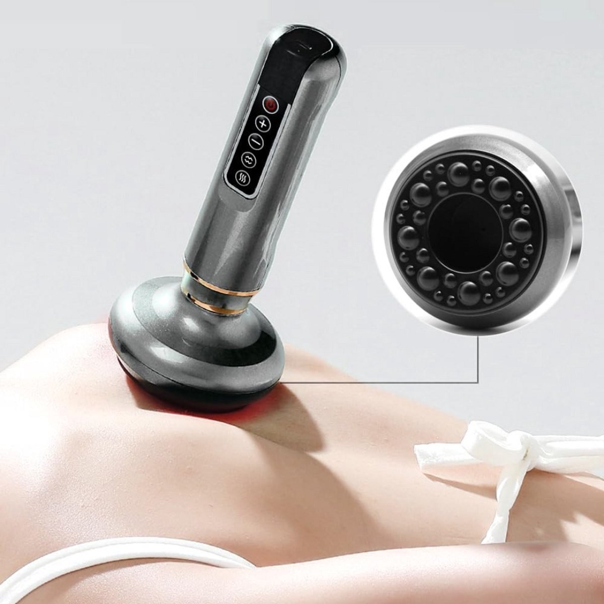 Afbeelding 3 van Anti Cellulite Massage Apparaat – Elektrische Cupping Set Massage – Cellulite Cups – Lymfedrainage Met Instelbare Snelheid – Huidverjongingsapparaat met LED-Scherm - Cavitatie Behandeling - Grijs