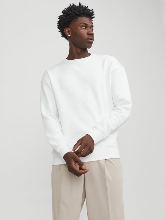 JACK & JONES Star basic sweat ras du cou coupe classique - sweat homme en coton mélangé avec col rond - blanc cassé - Taille : S