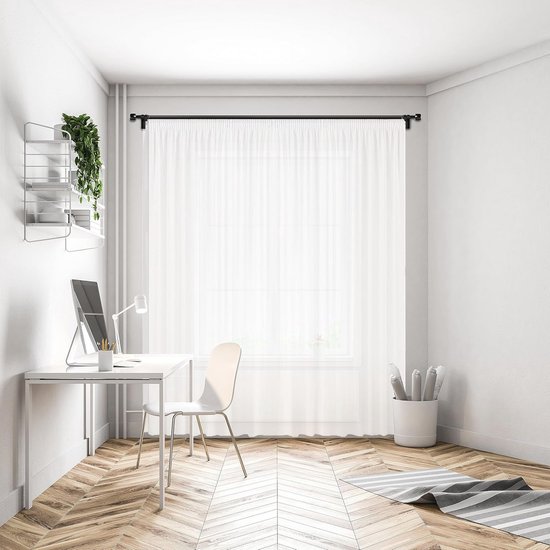 Witte voile, halftransparante gordijnen met plooiband en loodbandsluiting, luchtig, modern en duurzaam voor elk raam, gordijnen en gordijnsystemen online shop (170 x 400 cm (HxB