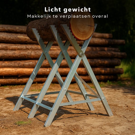 Cheqo® Zaagbok - Zaagstandaard Verstelbaar - Zaagblok - Gegalvaniseerd Staal - Voor Stammen tot 30 cm van Cheqo — afbeelding 4