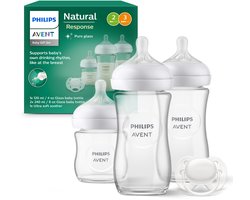 Philips Avent Natural Response Glazen Fles - Startersset voor pasgeboren baby's SCD878/11