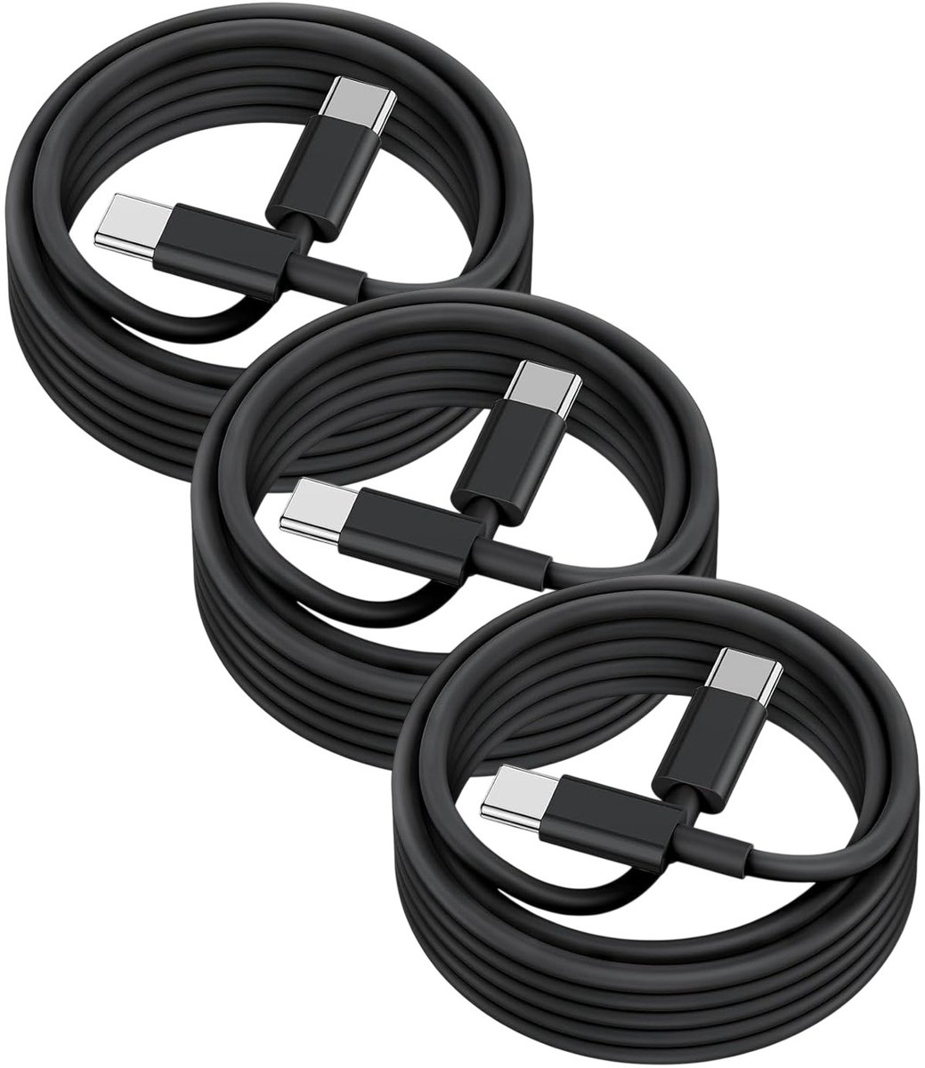 USB C naar USB C kabel - 2 Meter Oplaadkabel 3x - USB-C Oplader Kabel - Zwart