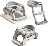MIRO® Wc Verkleiner Met Trapje - Toilettrainer Met Opstapje - 3 In 1 - Potje Peuter - 2 tot 7 Jaar - Draagbare Toilet - Vrijstaand Toilet Kinderen - Grijs