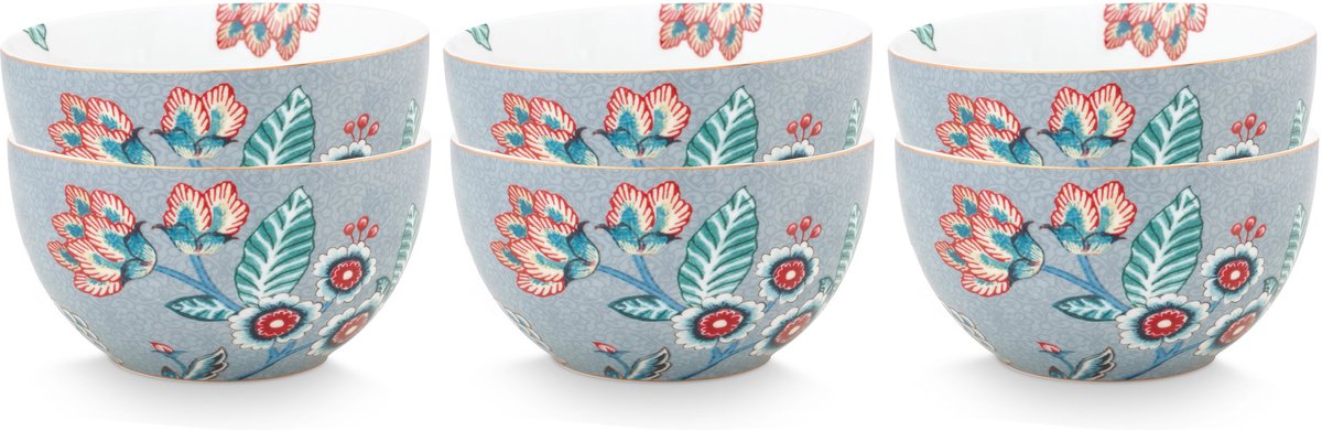 Pip Studio Flower Festival Kommen - Ontbijtkom - Ronde schaaltjes - Servies set van 6 - 12cm