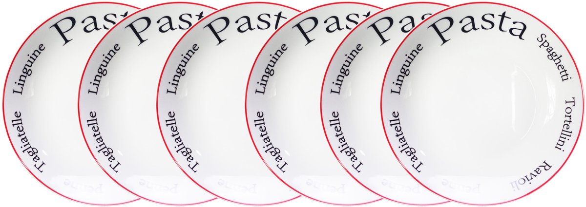 Haute Cuisine Pastabord - Ø 21 x H4,5 cm - Set-6 - Keramiek