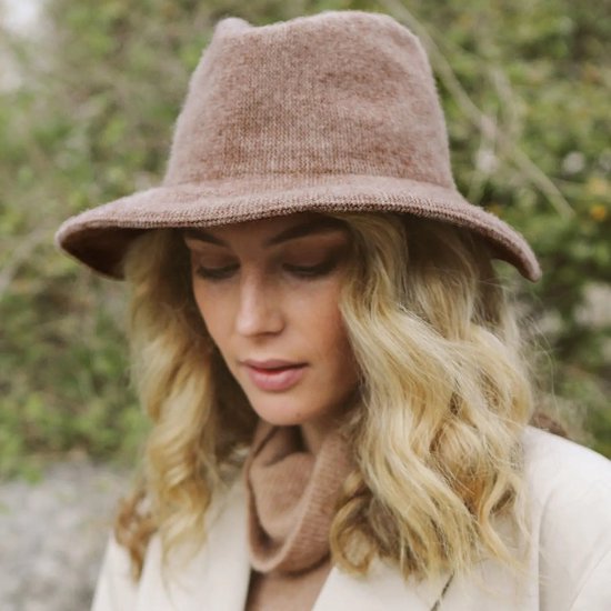 Highland Fedora Classic Hat Femme Hiver Laine d'Agneau House of Ord - Taille : M/L : 61cm Couleur : Marron