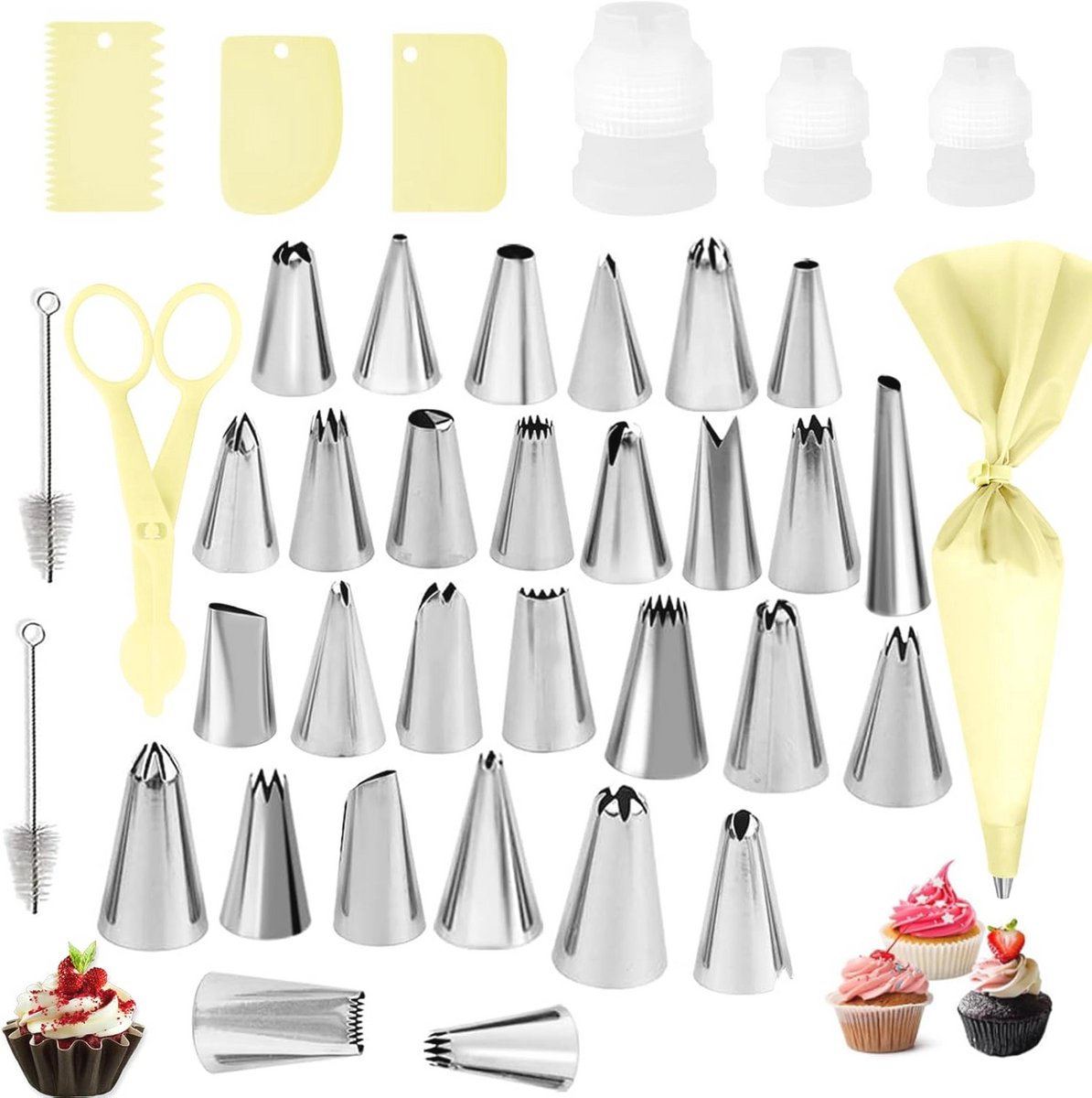 Professionele Spuitzak Set voor Taartdecoratie - Met Roestvrijstalen Spuitmondjes en Accessoires