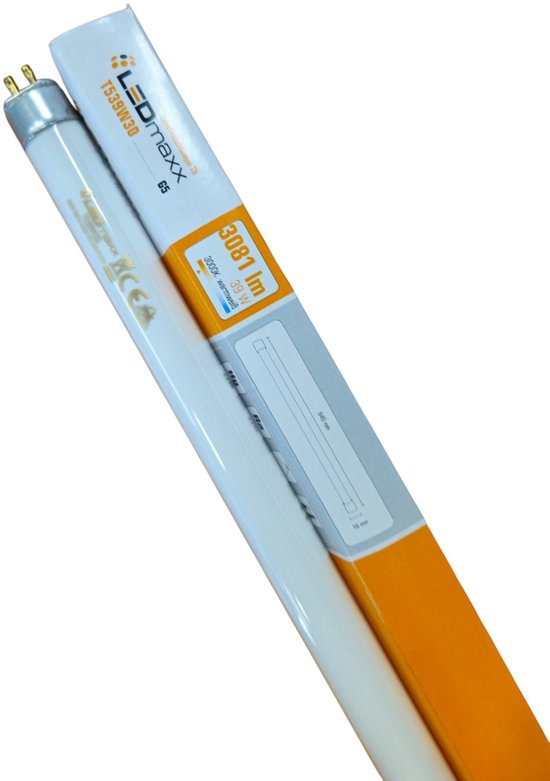 LEDmaxx TL-buis, T5 39W/830, 843 mm lang, 16 mm diameter, warm wit.