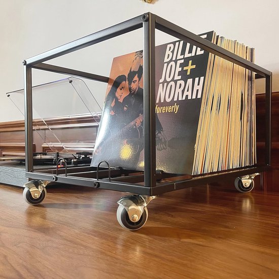 Vinyl Record Opberghouder Met Wielen - Capacité voor 100 LP's - Stevige Metalen