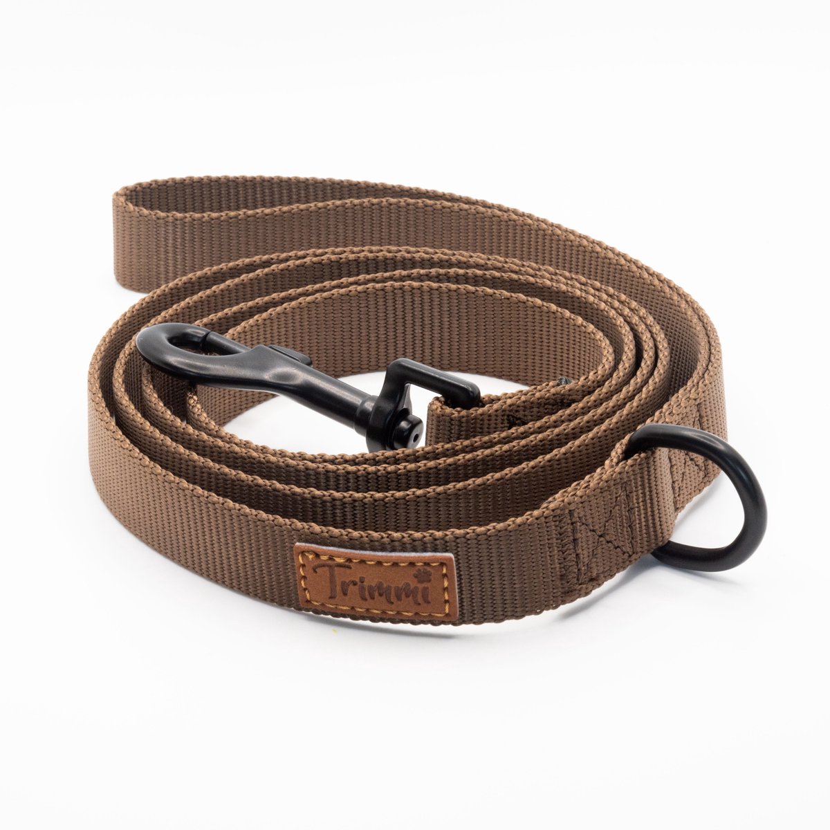 Nylon riem bruin - 200 cm x 2,5 cm - honden riem - gepersonaliseerd - hondenriemen - halsband - hond - hondenhalsband met naam - halsbanden, riemen & tuigen - Trimmi