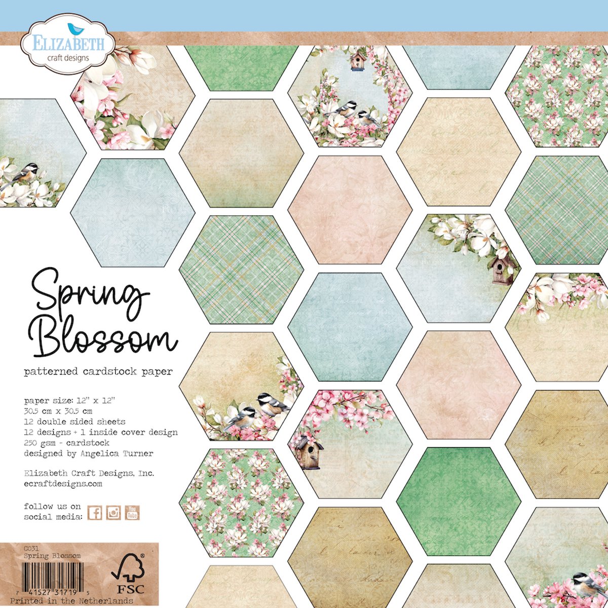 ECD papierblok Spring blossom 12x12 dubbelzijdig