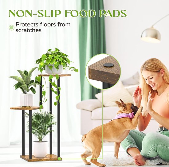 MEEYUU 3-laags 80 cm plantenstandaard voor binnen, hoge metalen houten MEEYUU 3-laags 80 cm plantenstandaard voor binnen, hoge metalen houten