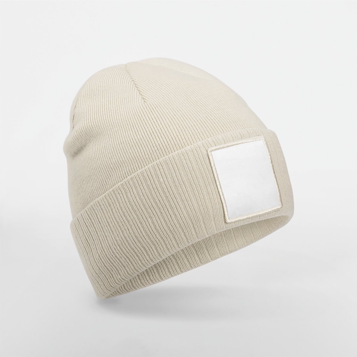 Beechfield Muts met patch B337R - Oatmeal/White - One size