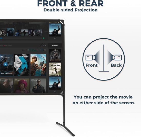 Projection Screen with Stand, Towond 84 inch Outdoor Projection Screen