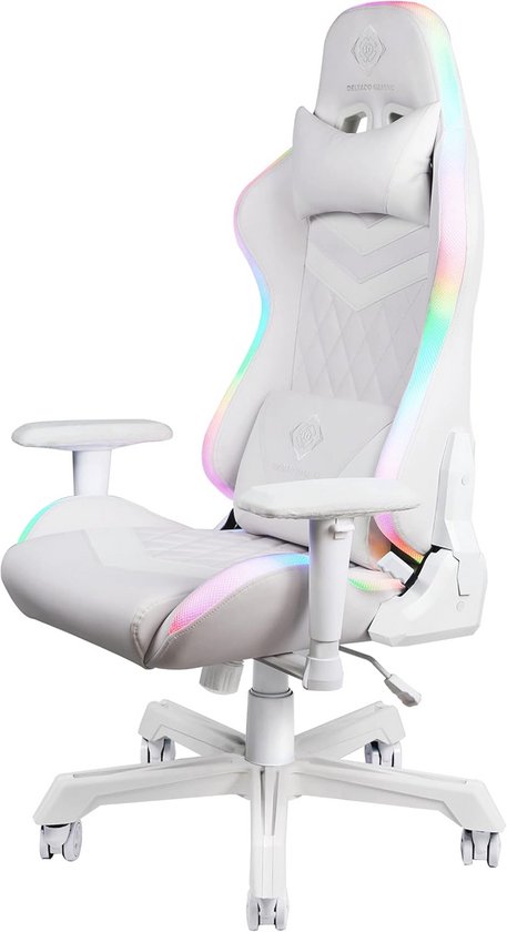 bigzzia Gamingstoel met RGB-verlichting, Gamingfauteuil met hoofdsteun