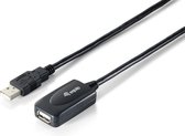 Equip USB-kabels USB 2.0 Extension Cable, Zwart, 15m