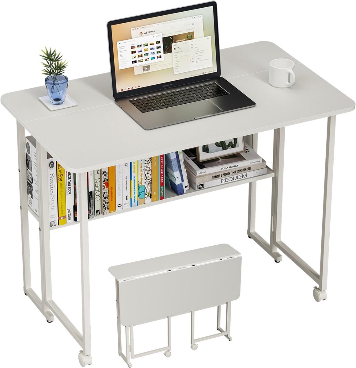 Kleine Opvouwbare Computertafel - Ideaal voor Thuiswerk - 1 Stuk - Houtlook