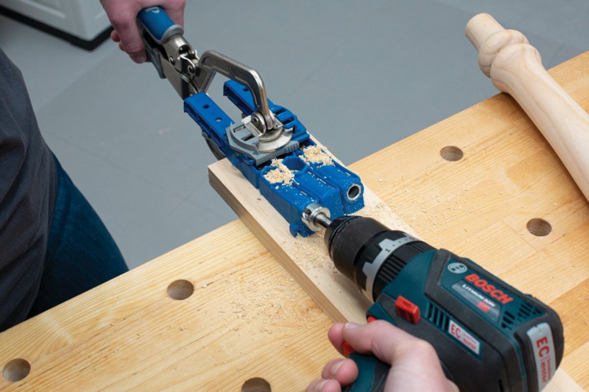 Kreg Pocket Hole Jig XL, boorsjabloon, houtverbinding, voor extra grote zakgaten, set met stappenboor diepteafslag schroefbit klemadapter