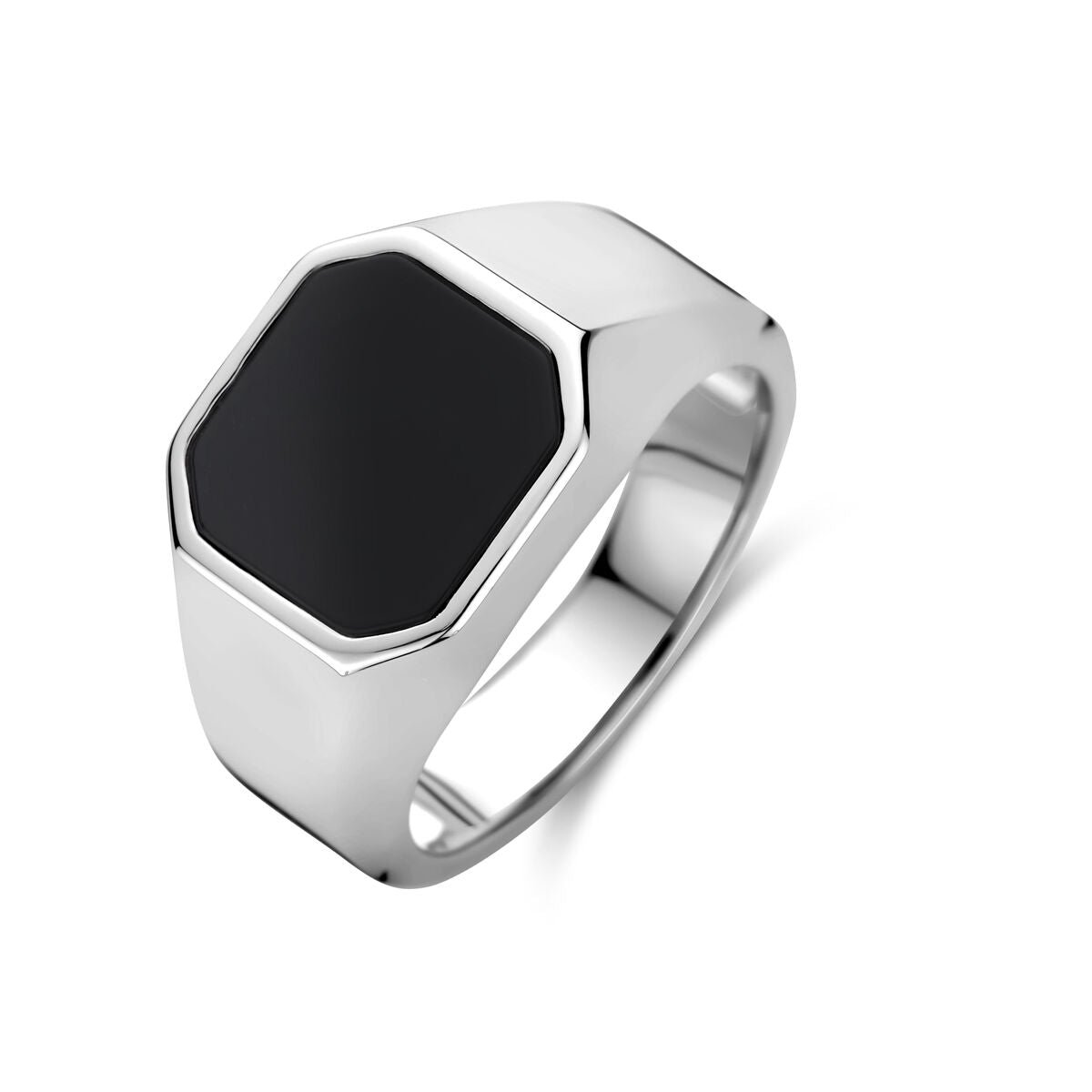 Zilveren Gerhodineerde Zegelring Onyx 1340666