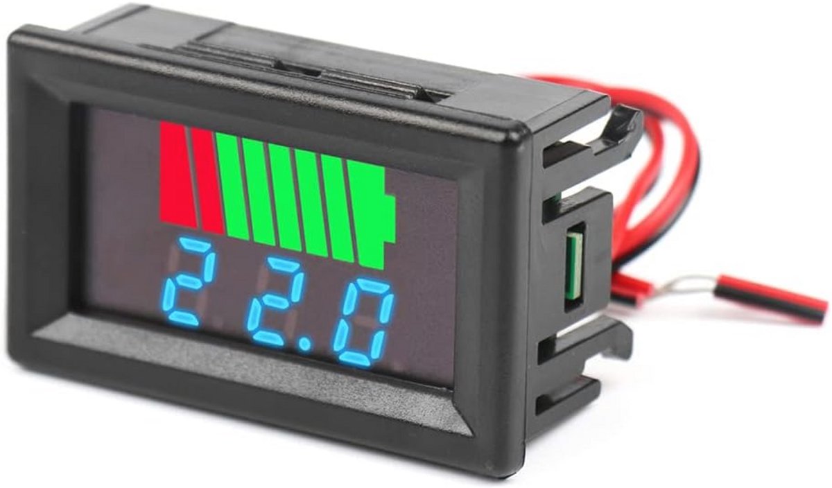 Oplaadbare accu capaciteitsmeter 12V - 72V met LED voltmeter