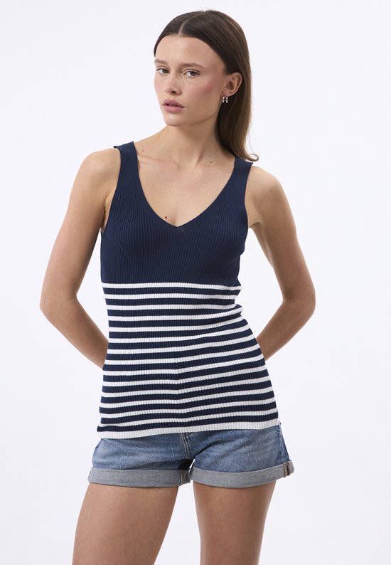 Felix Hardy Tricot T-shirts de 3 débardeurs d'été pour femme Beige-Bleu ciel-Bleu marine - S