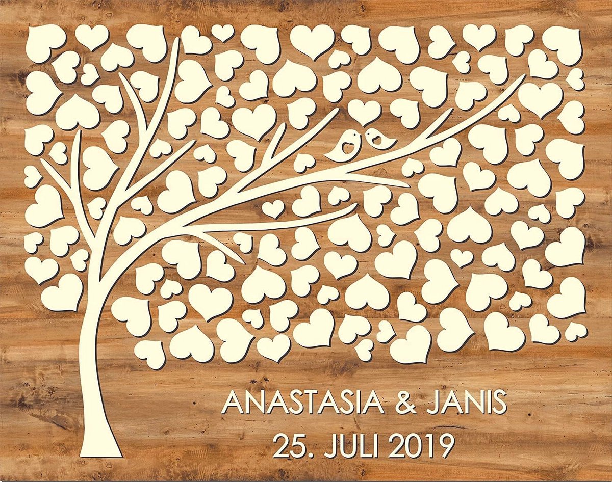 Gepersonaliseerd 3D Houten Gastenboek Alternatief - Origineel Hartjes Hout Schrijver