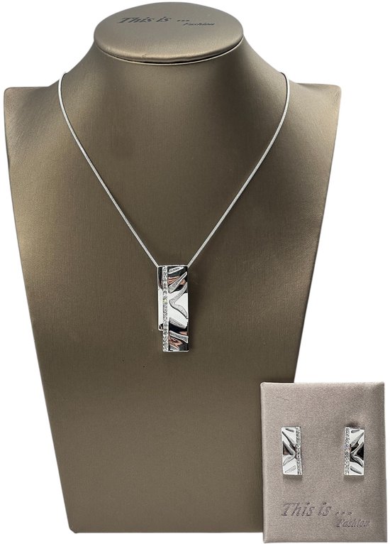 TIF - Bijoux - Parure pour femme - Collier - Boucles d’oreilles - Argent - 45 cm