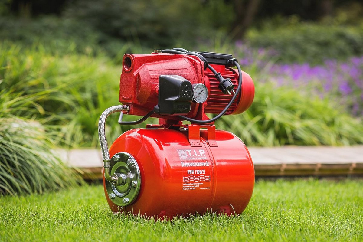 Hydrofoorpomp met Drukvat tot 5.000 l/u - 1.200 W Robuuste Zelfaanzuigende Pomp voor Tuin en Huishouden thumbnail 2